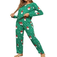 Prednjeg swalk Women Elk Print Pijamas Set Christmas Xmas Loungewear Spavaće noćna odjeća Green XL