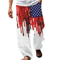 XYSAQA muške američke zastave Print plant hlače casual labavi fit elastični struk Patriotske pantalone