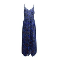Lijepe haljine plavi poliester ženski modni leopard print v vrat Halter Temperament haljina s