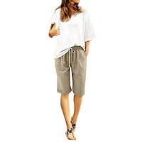 WEFUESD Hlače za ženske hlače za žene Ljetne pamučne pantalone plus veličina kratkih hlača na plaži