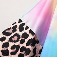 Ženske boje blok kratkih rukava s kratkim rukavima Ljetna modna kravata Leopard Print V izrez Ležerni