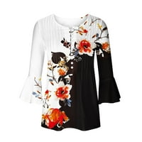 Sksloeg majice za žene cvjetne tiske tunike za nošenje s namirnicama Slobodne haljine Henley Bluzes