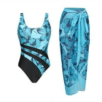 Bikini vrhovi za žene, ženski jedno kupaći kostim s plažom za uzgoj zamotavanje retro cvjetni otisak