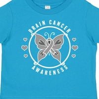 Inktastična svijest o raku mozga sa sivom vrpcom i leptir poklon majica malih majica ili majica za mališana