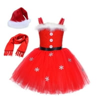Djevojke Božić Santa kostim Halloween Tutu haljina sa šeširom šal Cosplay Xmas odmori