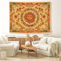 Suncove i mjesečevo tapiserija Vintage Indie Boho zid viseći sa suncokretima Leptir moljac konstelacija