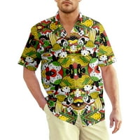 Muški gumb s kratkim rukavima dolje majice Havajska casual festivala hrane tiskana majica na plaži Ljeto