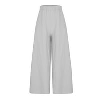 Puntoco plus veličine hlače za čišćenje Žene SOLID u boji Pocket Fold Loose pune dužine hlače sive 10