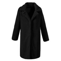 Zimski kaput za žene modna čvrsta boja plus veličina Furry Jacket casual labav dugi rukav isključite