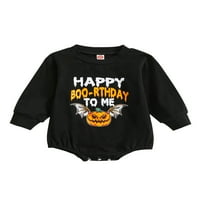 Licupieeee novorođenčad za dječje dječake Halloween casual kombinezon crni slovo dugih rukava Pumpkin