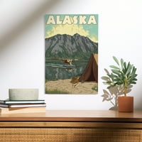 Aljaska, bush avion i ribolov Birch Wood Wall znak