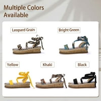 Daeful Womens Espadrilles Ljetni klinovi sandale Platform gležnja čipkasti cipele žute 10