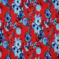ZS1903RR Print Scuba šivanje, DIY, zanatski tkanini uz dvorište, crveno plavo, dvorište