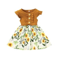 GOTYOOOOU Cvjetni haljina Toddler Ruffle rukave haljine Dugme Dressedress haljine