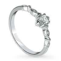 Rodium pozlaćena srebrna princeza CUT Cubic cirkonia CZ SOLITAIRE perla Art Deco modni desni ručni prsten