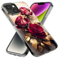 Apple iPhone Pro ma ma romantični elegantni zlatni mramorni crveni ruže Dvostruki poklopac telefona