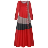 Ljetne haljine za žene Women plus veličina dnevna dugi rukava Vintage Patchwork boemian maxi haljina