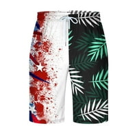 Plus veličina muški casual plaže kratke hlače ljetna kravata USA USA uzorak zastave s palmim patchwork-om Ispis kupaći kružni suši havajski džepovi kratke hlače crna l