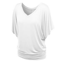 Ženska modna ljetna kratka rukava Ležerne prilike sa čvrstim T majicama bluza bijela