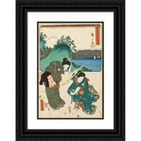 Utagawa Kunisada Crna Ornate Wood Framed Double Matted Museum Art Print Naslijed: yui