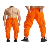 Wsevypo muškarci reflektirajuće teretne hlače sa džepom opuštene fit jogger pantalone za crtanje za