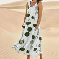 Ženska midi pamučna haljina s džepom ljetna prodaja cvjetna print plaža Elegantni casual udobni odmor