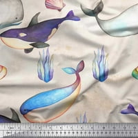 Soimoi pamučna voil tkanina školjka i kitova riblje oceanska tkanina za ispis sa dvorištem široko