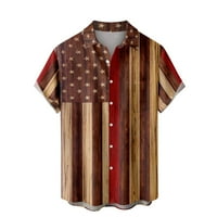 Košulje za muškarce Vrhovi proljeće Ljeto Neovisnosti Dan Zastava Škrinje Džepna modna casual party