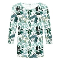 Dužina rukava Žene vrhovi modni casual listom ispis posade za vrat pulover vrhova bluze