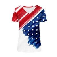 Žene V izrez T Majica Summer Graphic Print Tops Casual Trendy kratkih rukava TEes Bluze Mali
