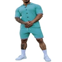 Ljetna odjeća za muškarce za muškarce SOLD Color Workout Set kratkih rukava kratke hlače Postavi rever TrackSit sportsko odjeće jezero plavo m