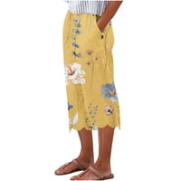 Ženski kapris sa džepovima Ljeto casual bambusov džep za ispis obrezane hlače Nepravilne široke pantalone
