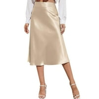 Maxi suknje za žene sa visokim strukom čvrstog satenskih haljina sa zatvaračem Elegantne ljetne suknje