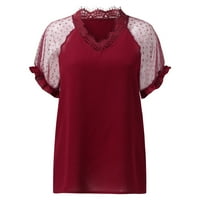 Mnjin Ženske majice i bluze Ženske čipke kratkih rukava s majicama Ljetni vrhovi Ležerne prilike za