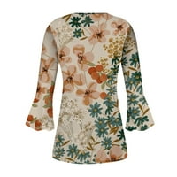 Huachen Fashion V-izrez Žene Ljeto tiskano tiskovina kratkih rukava s džemper za cvijeće
