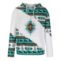 MLQIDK ženske modne dukseve i duksevi za zapadni aztec geometrijski duksevi etnički grafički pulover