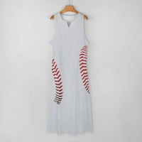 Ženska haljina za bejzbol kuglu Duga haljina bez rukava Maxi haljina s džepovima