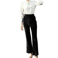 Shomport pantalone za noge za žene za žene Business Work Dressy Hlače - Ležerni labav pantalona sa visokim
