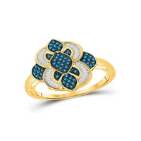 10KT Žuto zlato Ženo okruglo Plava boja Poboljšani dijamantski modni prsten CTTW