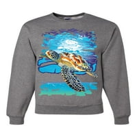 Plivanje morsko kornjača životinje ljubavnik unise crewneck grafički duks, heather siva, 2xl