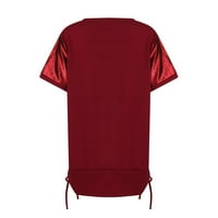 Tking modni ženski kratki rukav okrugli vrat plus veličina majica Ljetne casual čvrste boje za žene crvene m