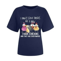 Odeerbi Funny Graphic majice za žene s kratkim rukavima Pismo bluza za ispis Navy