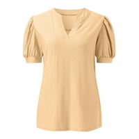 Wendunide ženske majice Žene casual ljeto V izrez Solid Boja šuplje mjehuriće kratki rukav labav majica
