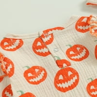 Gwiyeopda Toddler Baby Girls Halloween Casual Dugljev bundeve Print Tumpsit ROMper + trake za glavu