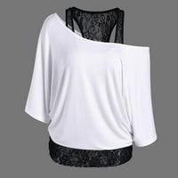 IOPQO Cisterne za žene za žene ljetne vrhove bluza rukave majice čipke žene Loase Losel Plus duge casual