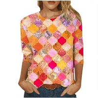 Ženske ljetne majice okrugli vrat Srednji duljinski rukavi grafički print Crewneck bluza Labavi pulover