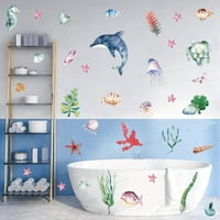 Kućni dekor, morski život podvodni naljepnica za ribu naljepnica crtane zidne naljepnice za dječju rođendan