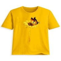 Luxplum Dame Tee Leptir Pismom tiskane majice Sun cvjetni print vrhovi Bohemian Pulover Holiday Majica