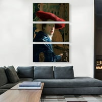 Djevojka sa crvenim hat platnom umjetnosti Print Johannes Vermeer - Veličina: 60 40