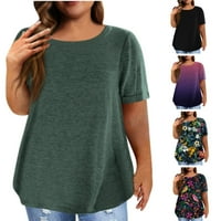 Sksloeg Ženske košulje modne ljetne gradijentne tiskane majice plus veličina kratkih rukava scoop vrat